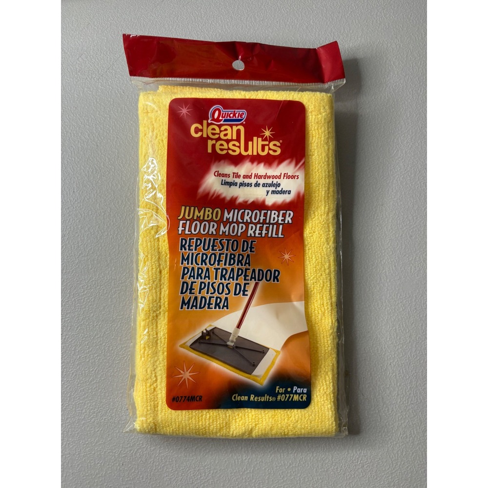Quickie Clean Results Jumbo Microfiber Floor Mop Refill Yellow 0774MCR New